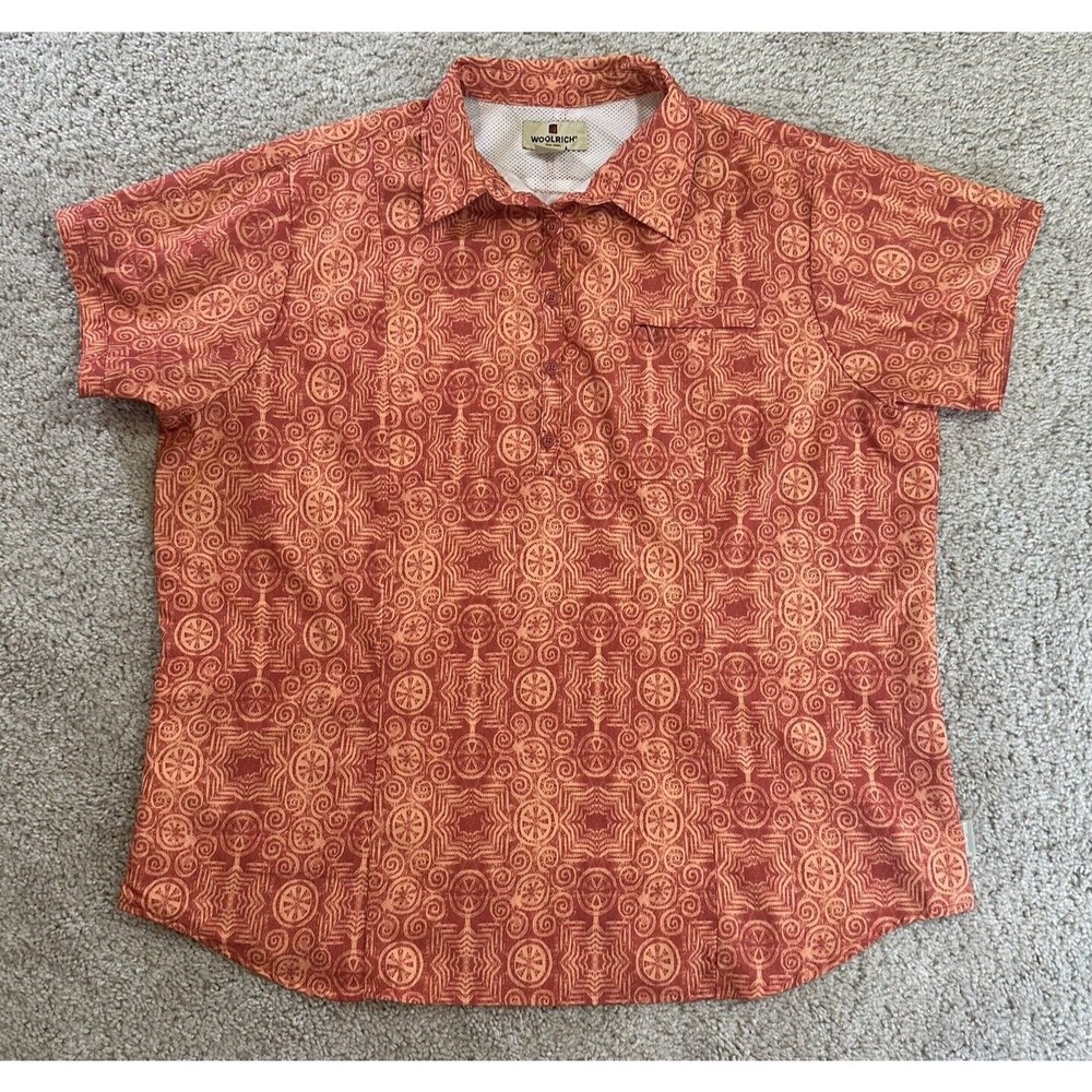 Woolrich Soft Ruby Shirt Women’s XL Red Orange Hiking Fishing Pockets